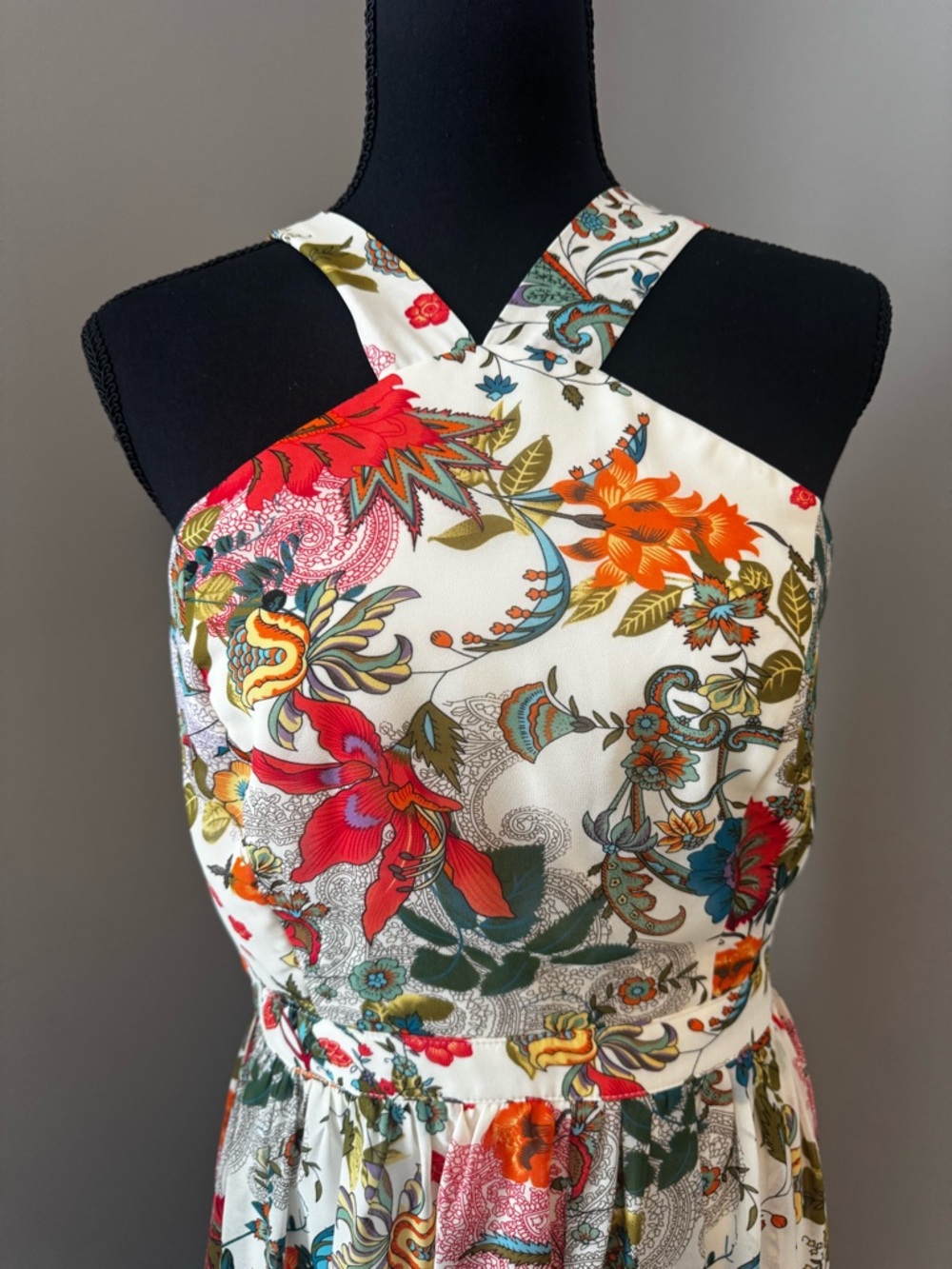 Lulu's White Floral Cross-Halter Maxi Dress - Picture 3 of 5
